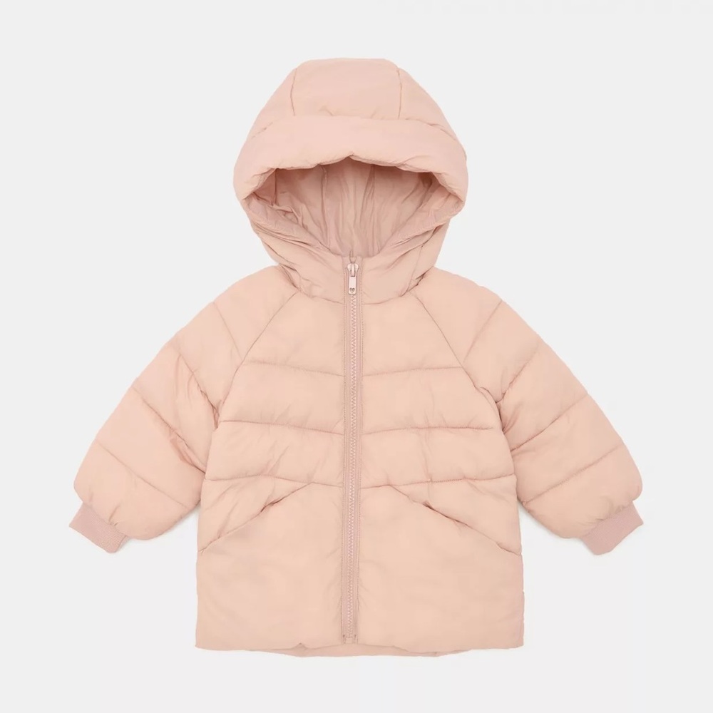 Zara Toddler Girls Puffy Winter Coat, dusty light pink, size 2-3 years EUC